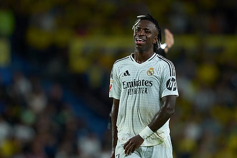 La liga 2024-25: Real Madrid's Vinicius Junior reacts during match against Las Palmas